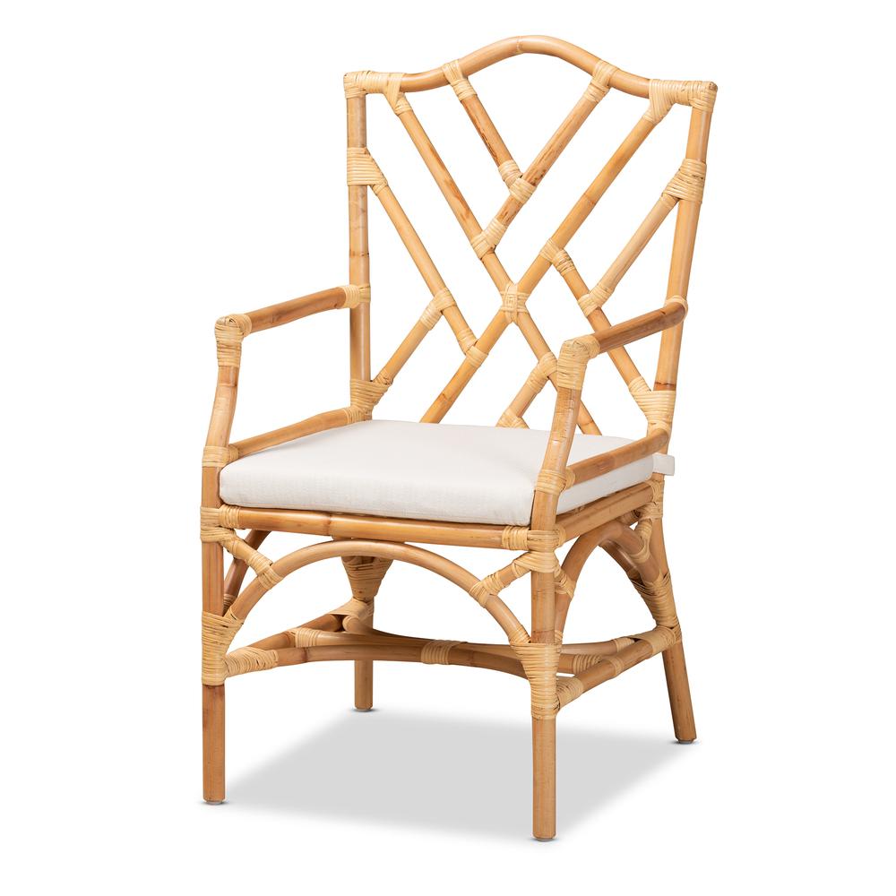 bali & pari Delta Modern and Contemporary Natural Finished Rattan Dining Chair. Picture 11