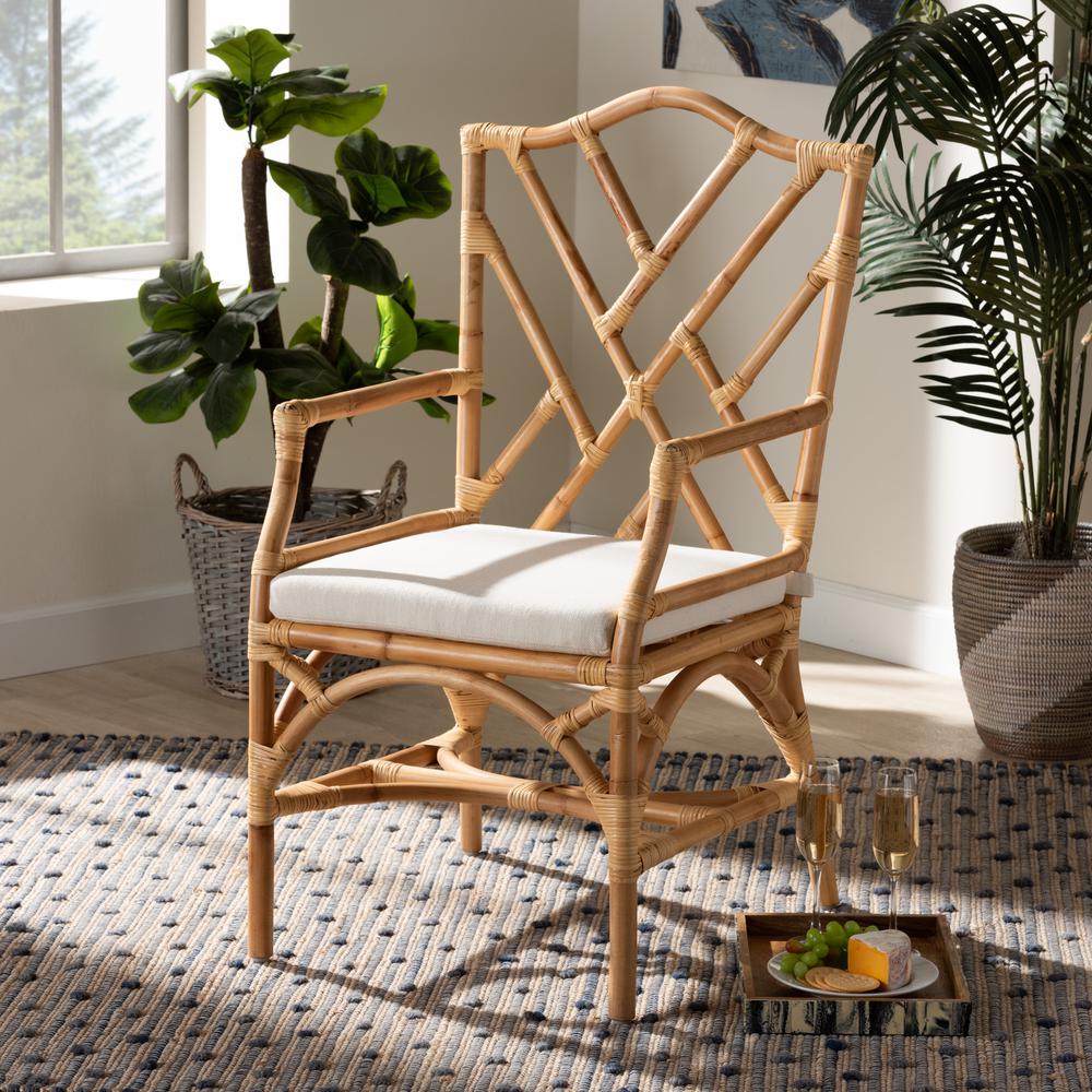 bali & pari Delta Modern and Contemporary Natural Finished Rattan Dining Chair. Picture 18