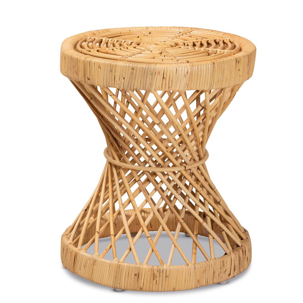 bali & pari Seville Modern and Contemporary Natural Finished Rattan End Table. Picture 7