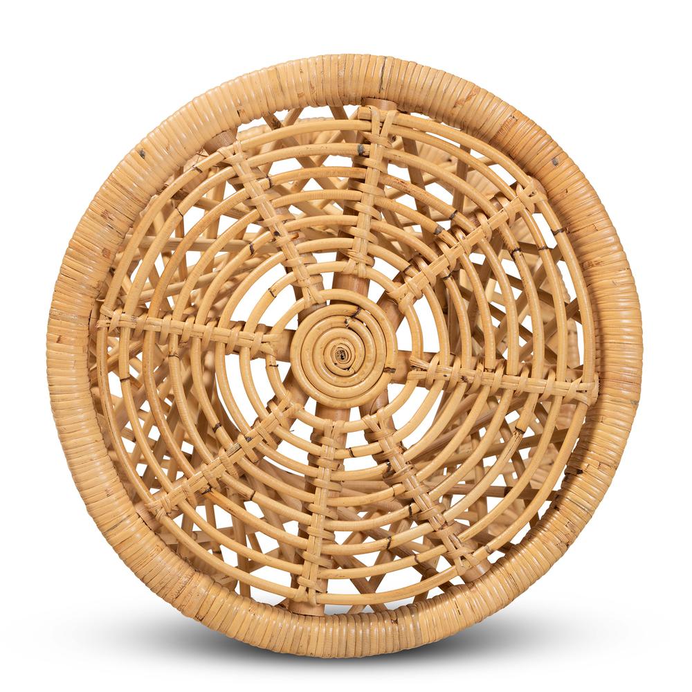 bali & pari Seville Modern and Contemporary Natural Finished Rattan End Table. Picture 9