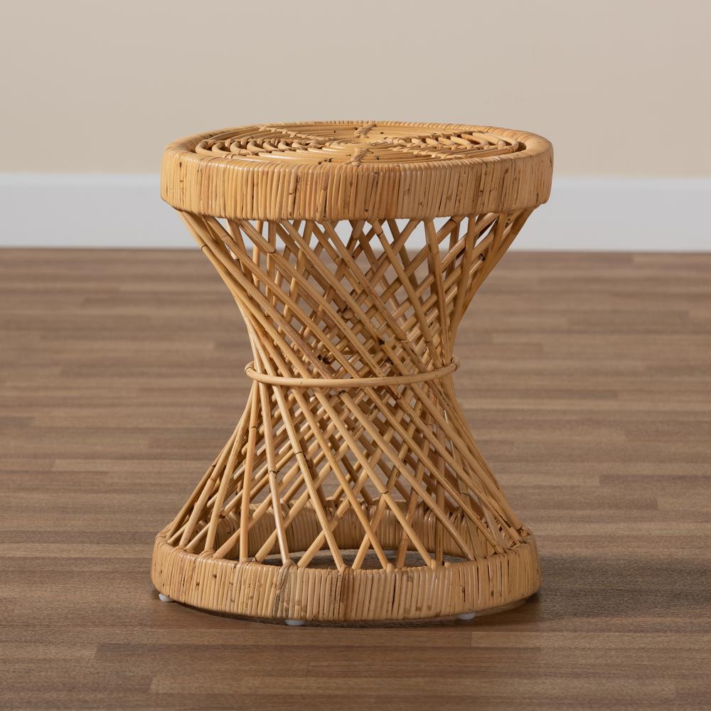 bali & pari Seville Modern and Contemporary Natural Finished Rattan End Table. Picture 11