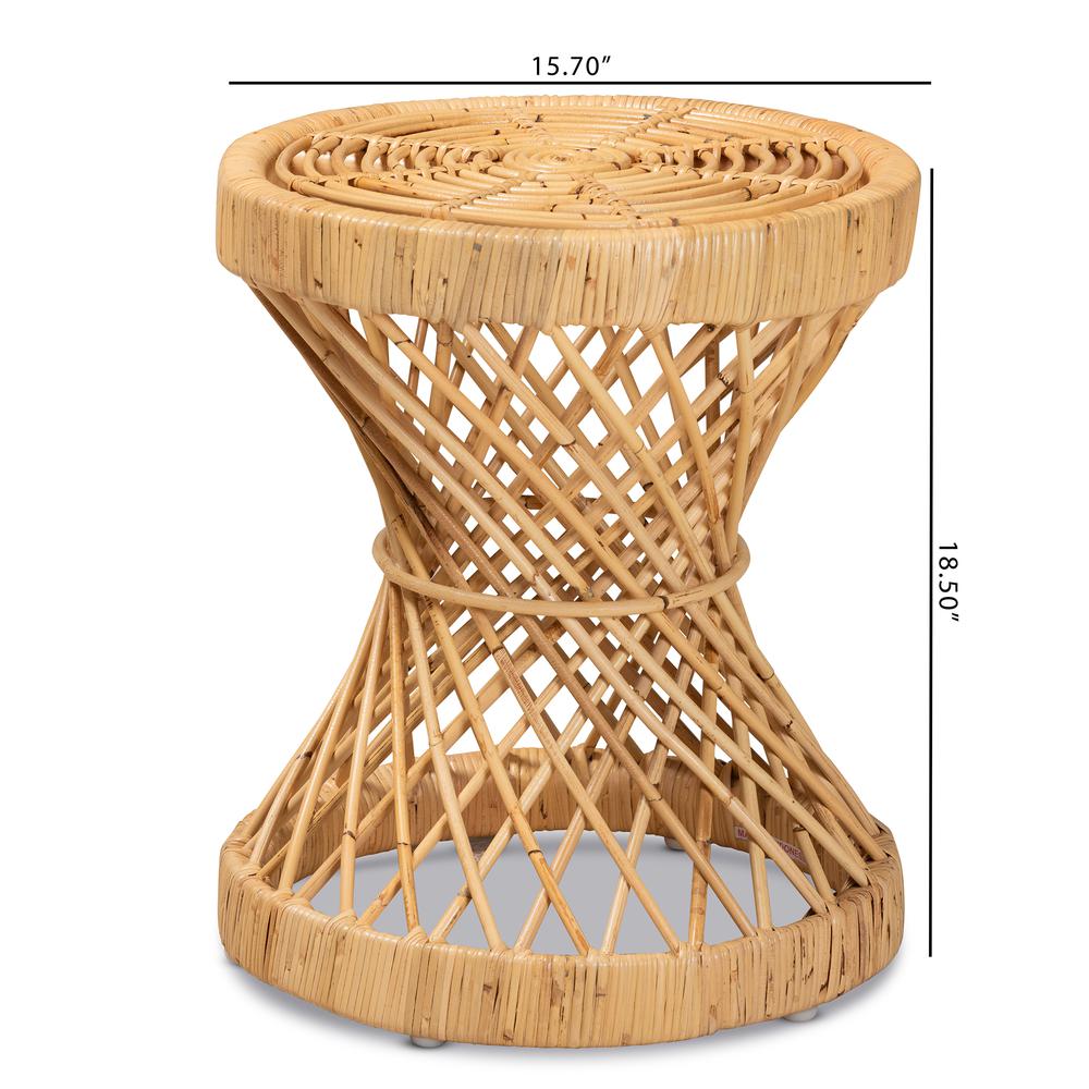 bali & pari Seville Modern and Contemporary Natural Finished Rattan End Table. Picture 12