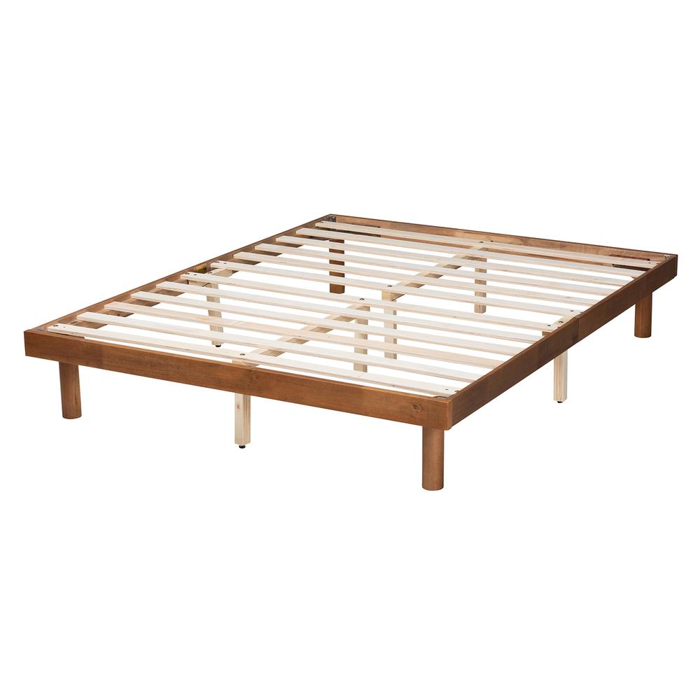 Walnut Brown Finished Wood Full Size Platform Bed frame. Picture 12