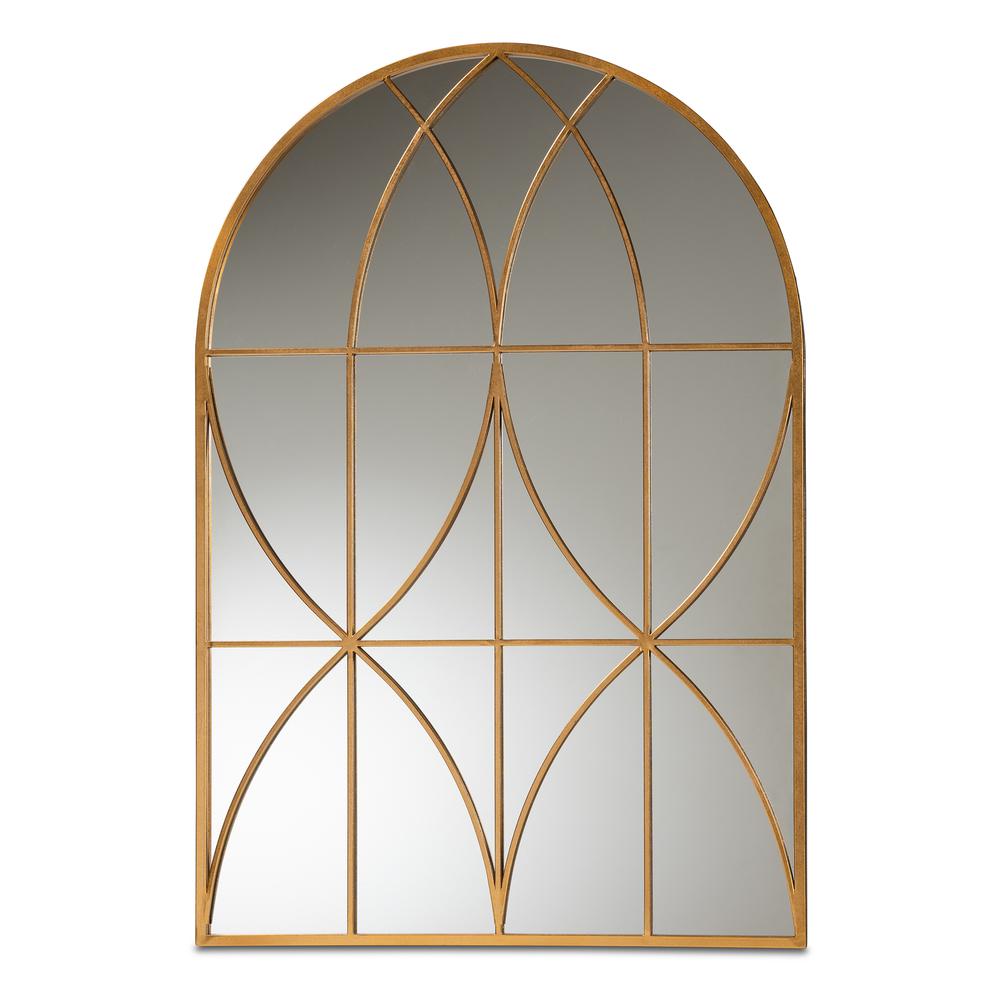 Celerina Modern and Contemporary Gold Finished Metal Accent Wall Mirror. Picture 5