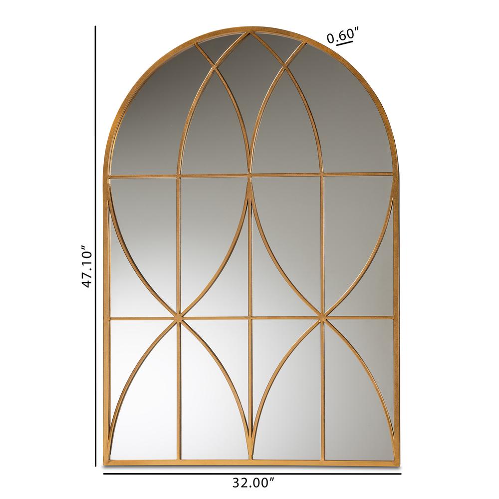Celerina Modern and Contemporary Gold Finished Metal Accent Wall Mirror. Picture 8