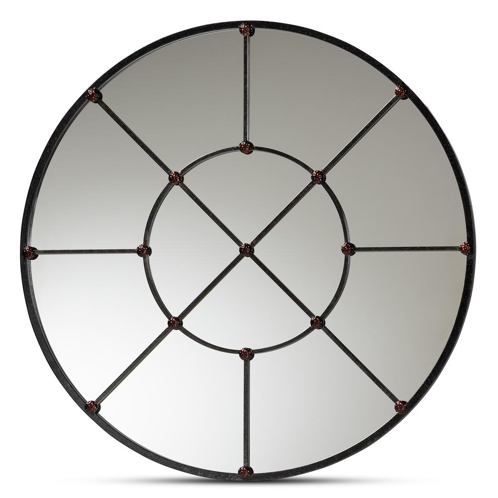 Ohara Modern and Contemporary Black Finished Metal Accent Wall Mirror. Picture 5