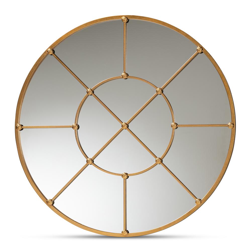 Ohara Modern and Contemporary Gold Finished Metal Accent Wall Mirror. Picture 5