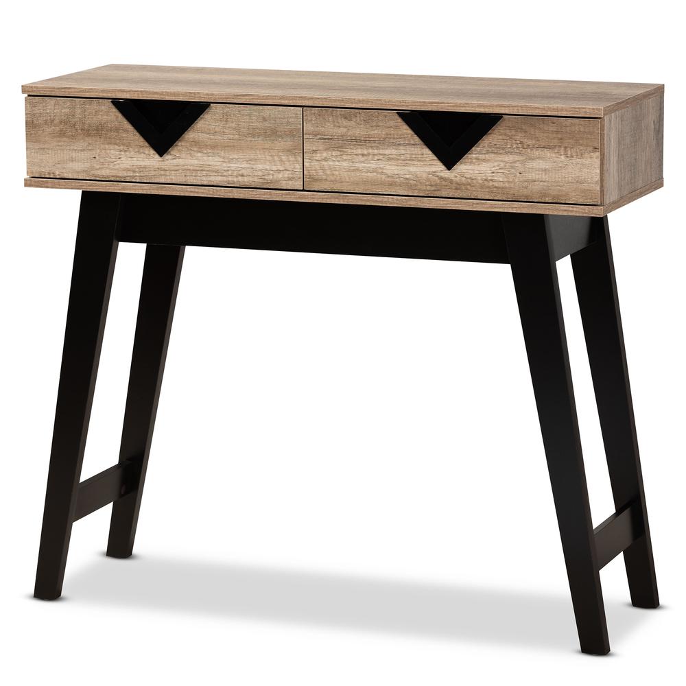 Wales Modern and Contemporary Light Brown Finished Wood 2-Drawer Console Table. Picture 12