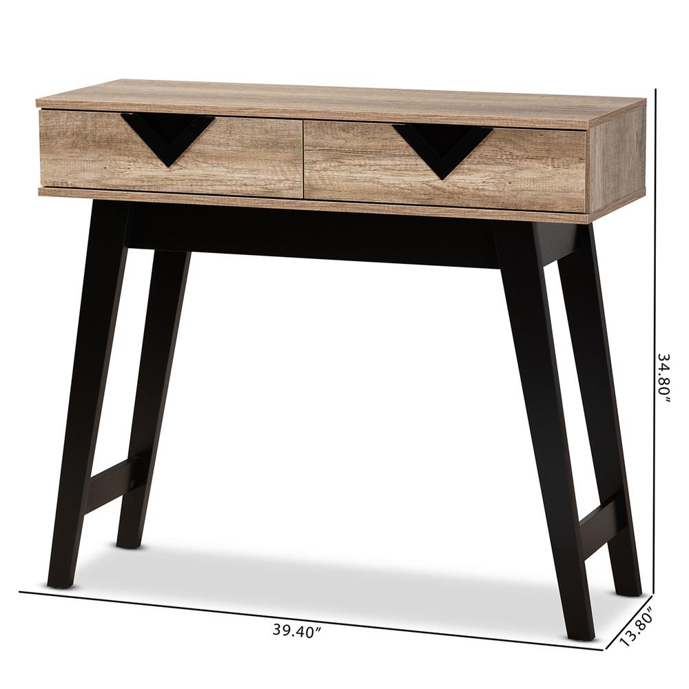 Wales Modern and Contemporary Light Brown Finished Wood 2-Drawer Console Table. Picture 21