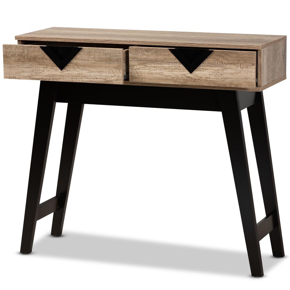 Wales Modern and Contemporary Light Brown Finished Wood 2-Drawer Console Table. Picture 13