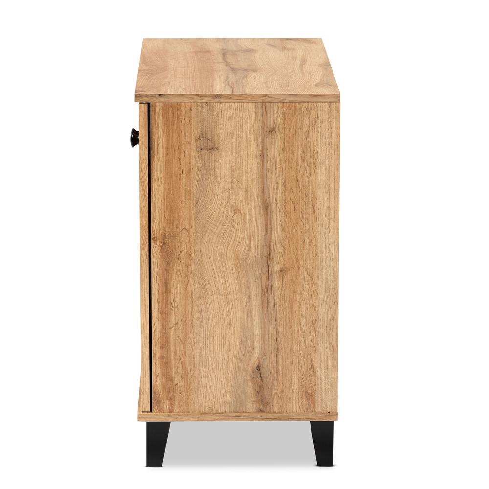 Oak Brown Finished Wood 2-Door Shoe Storage Cabinet. Picture 16