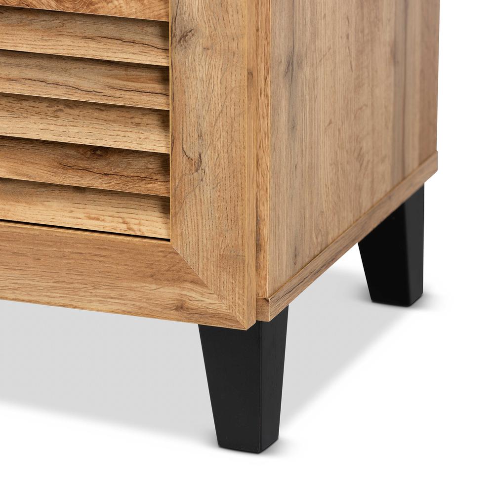 Oak Brown Finished Wood 5-Shelf Shoe Storage Cabinet. Picture 18