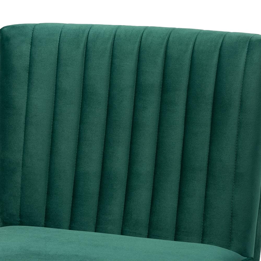 Emerald Green Velvet Upholstered and Walnut Brown Finished Wood Dining Chair. Picture 15