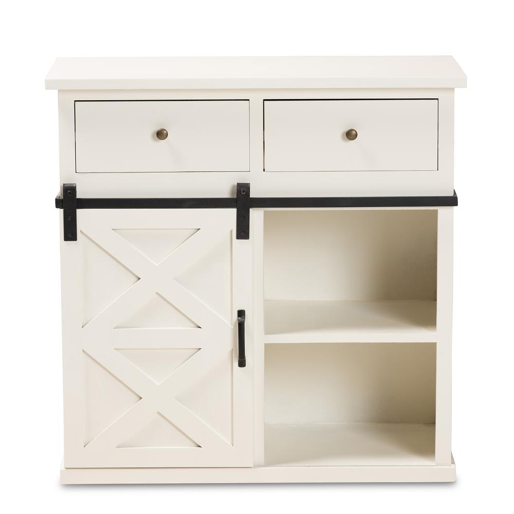 Farmhouse White Finished Wood and Black Metal 2-Door Sideboard Buffet. Picture 14