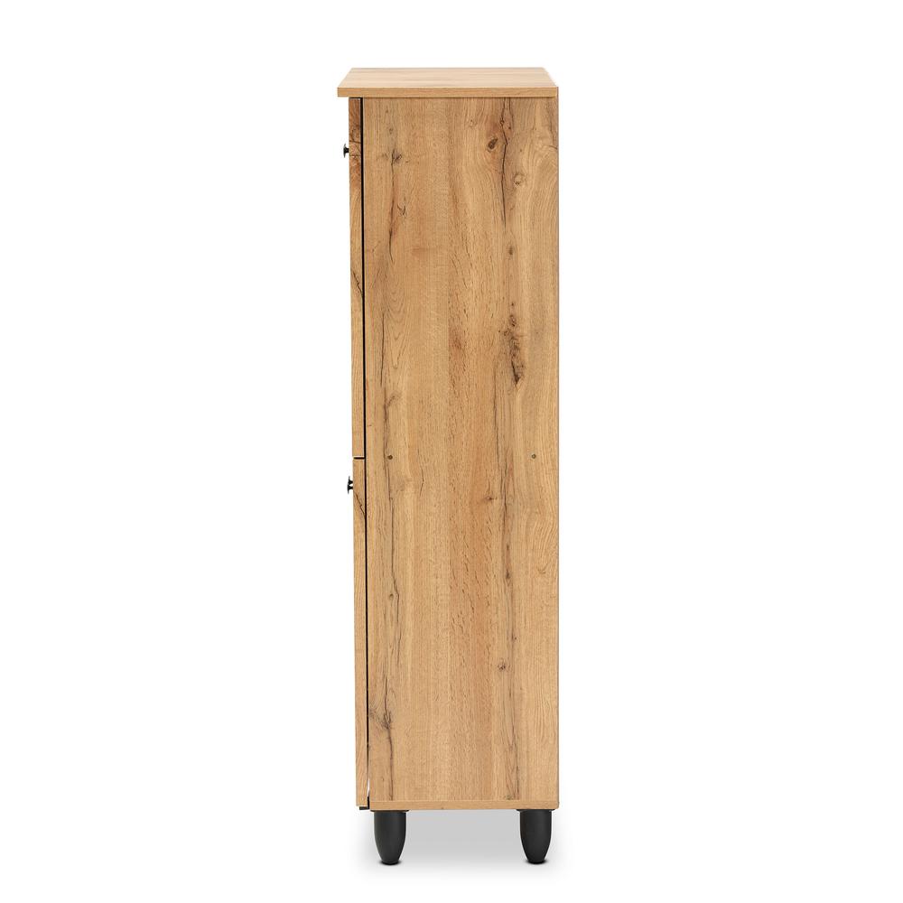Oak Brown Finished Wood 4-Door Shoe Storage Cabinet. Picture 14