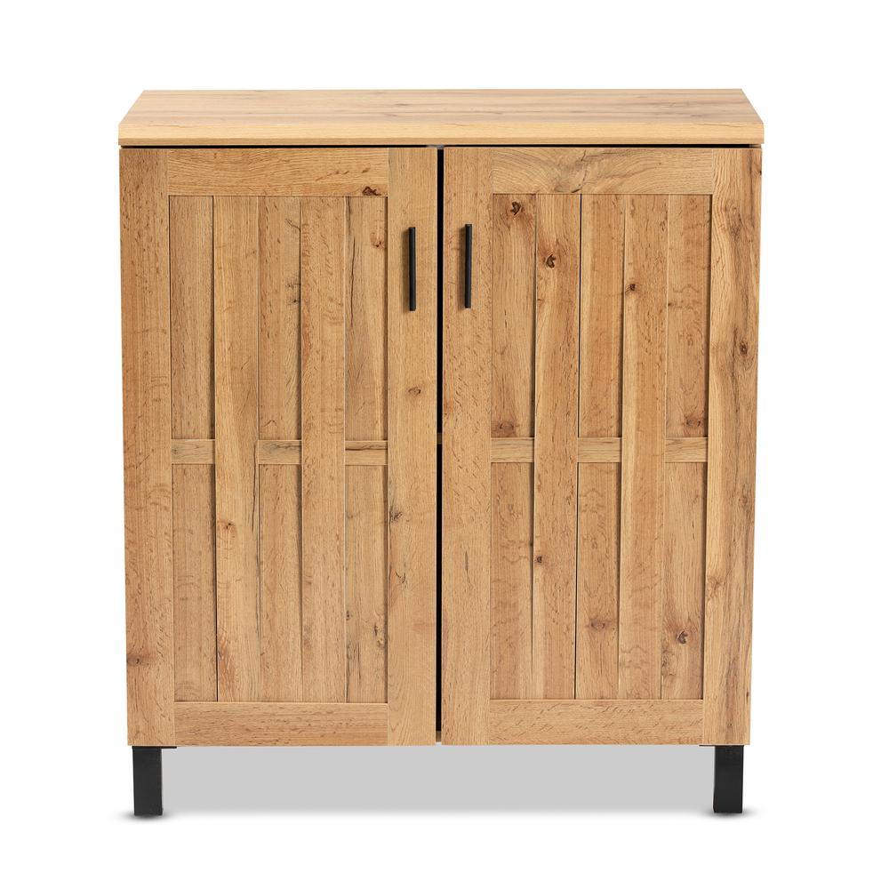 Excel Modern and Contemporary Oak Brown Finished Wood 2-Door Storage Cabinet. Picture 12