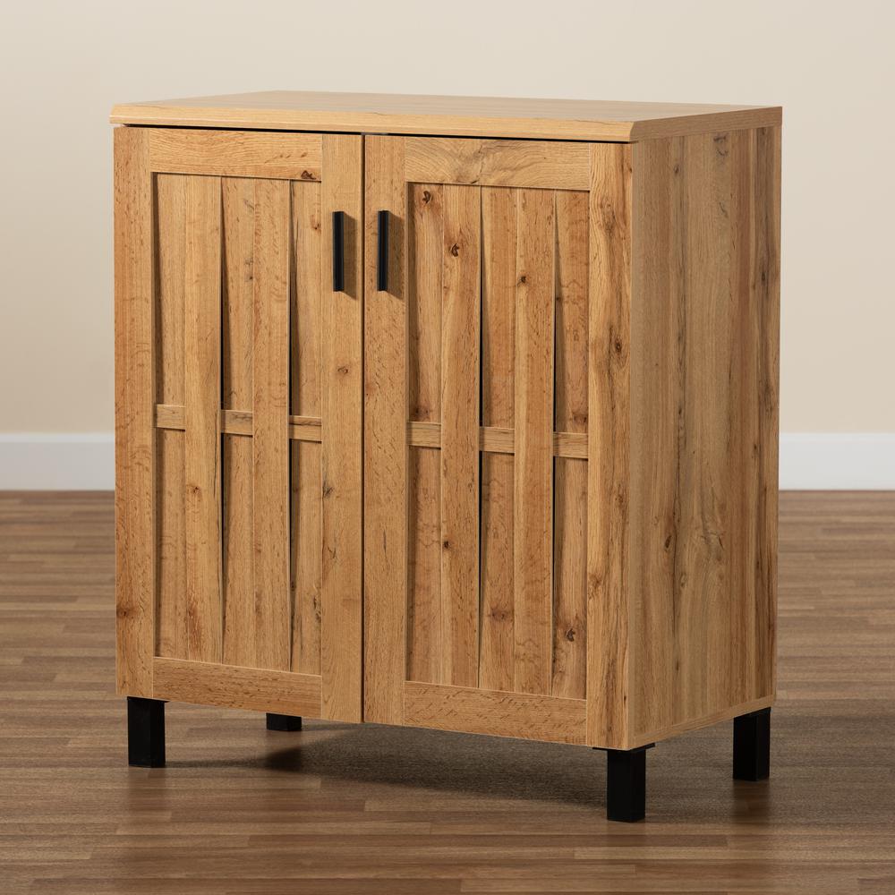 Excel Modern and Contemporary Oak Brown Finished Wood 2-Door Storage Cabinet. Picture 17