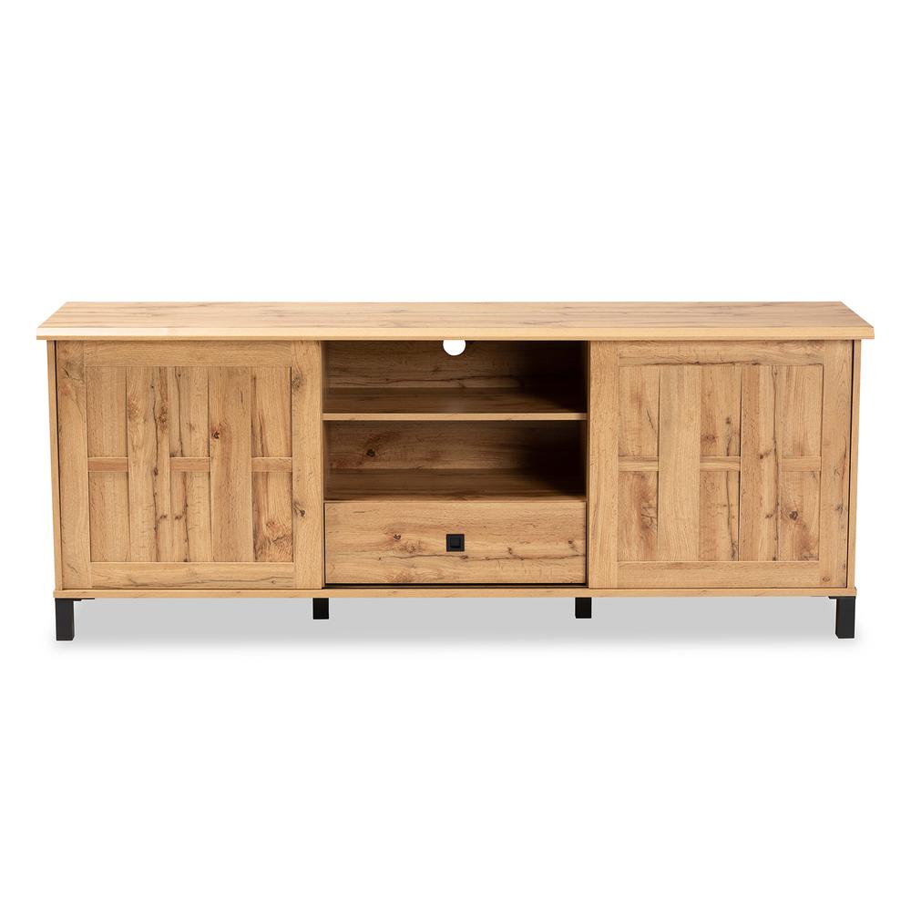 Unna Modern and Contemporary Oak Brown Finished Wood 2-Door TV Stand. Picture 15