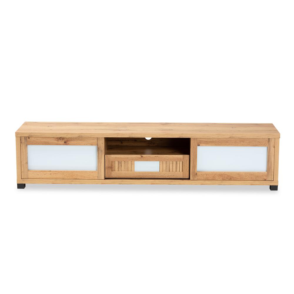 Gerhardine Modern and Contemporary Oak Brown Finished Wood 1-Drawer TV Stand. Picture 15