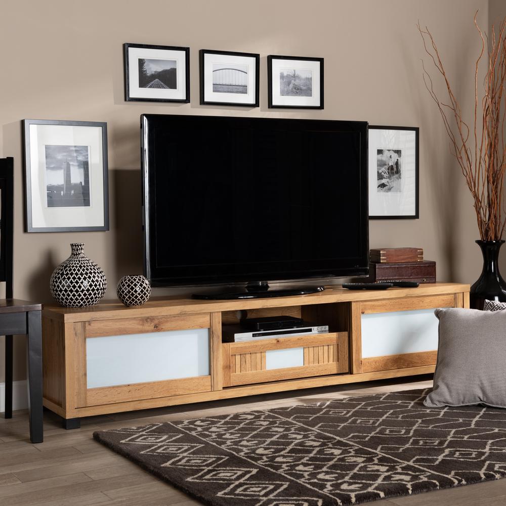 Gerhardine Modern and Contemporary Oak Brown Finished Wood 1-Drawer TV Stand. Picture 19