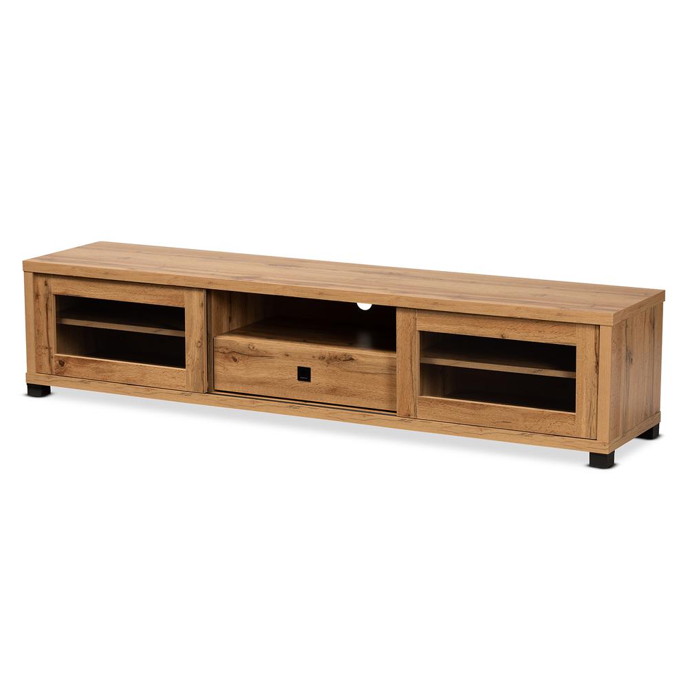 Beasley Modern and Contemporary Oak Brown Finished Wood 1-Drawer TV Stand. Picture 11