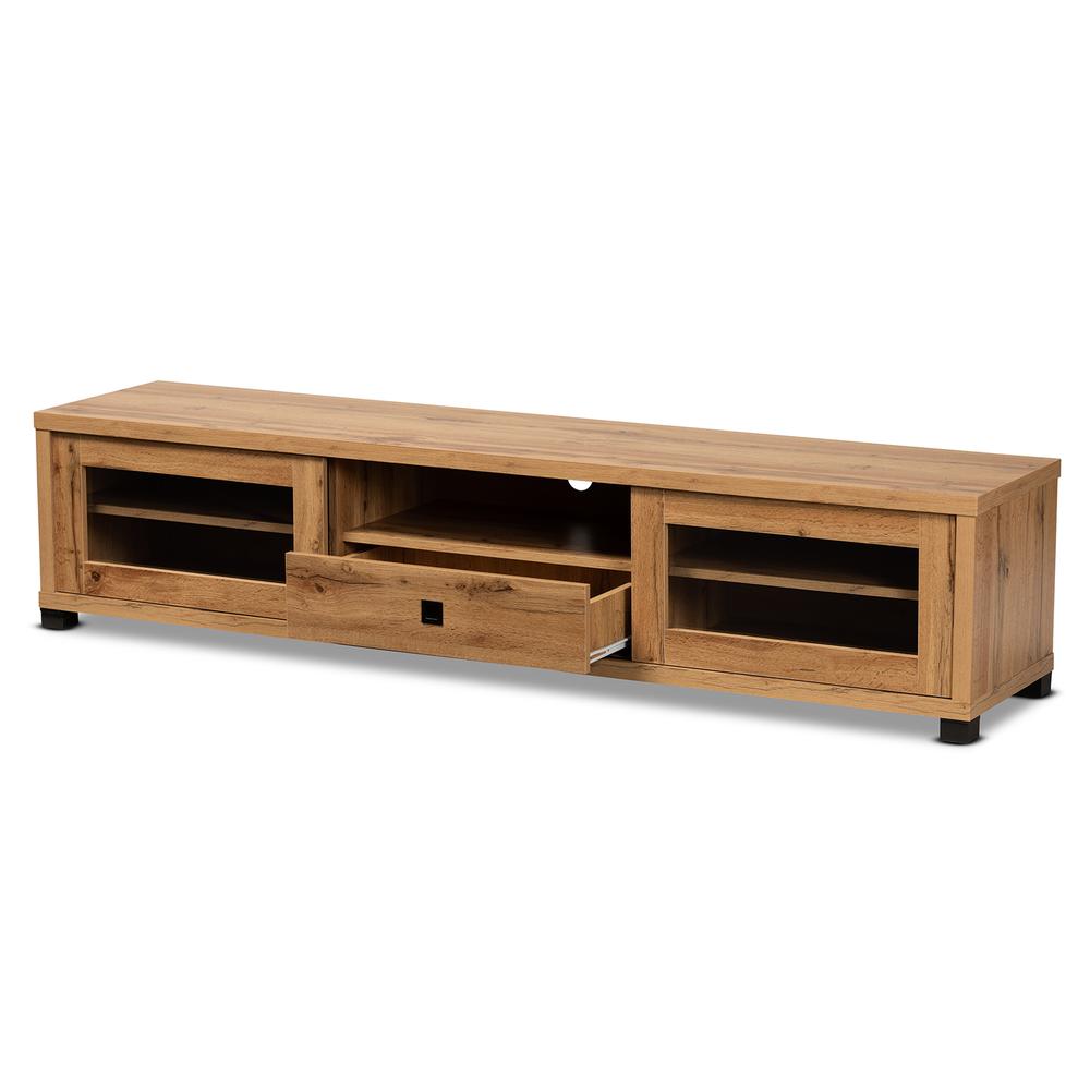 Beasley Modern and Contemporary Oak Brown Finished Wood 1-Drawer TV Stand. Picture 12
