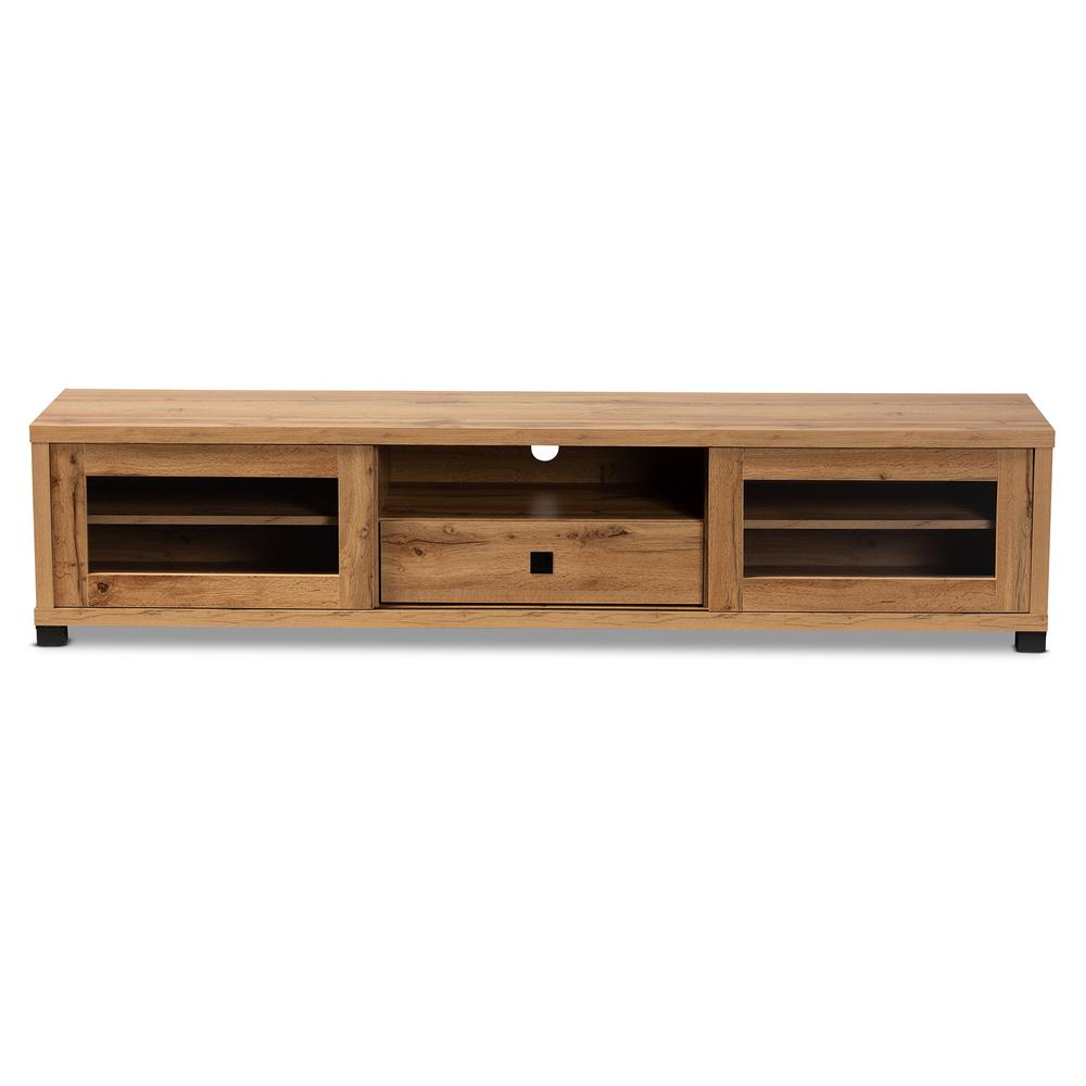 Beasley Modern and Contemporary Oak Brown Finished Wood 1-Drawer TV Stand. Picture 13