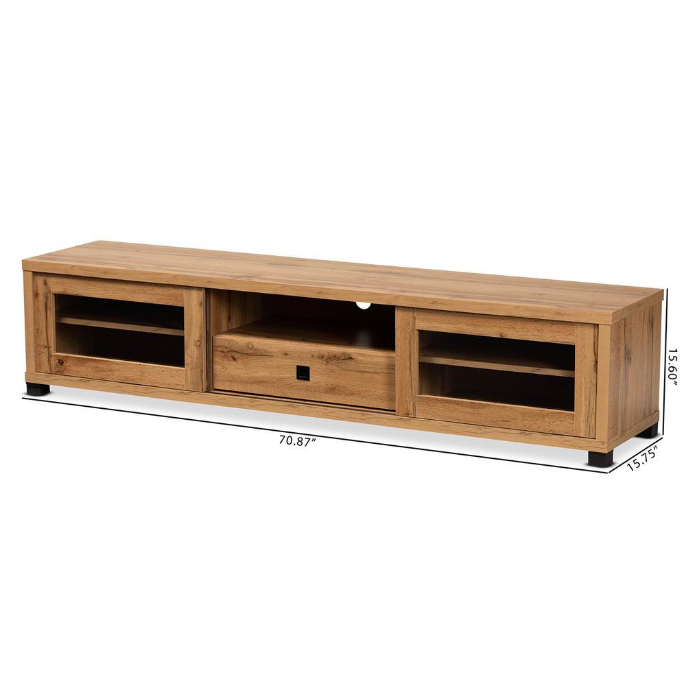 Beasley Modern and Contemporary Oak Brown Finished Wood 1-Drawer TV Stand. Picture 19