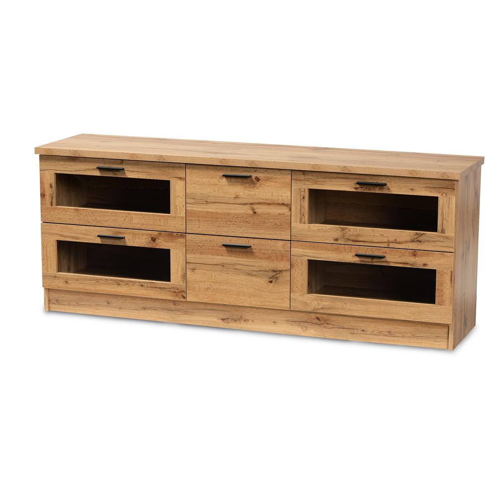 Adelino Modern and Contemporary Oak Brown Finished Wood 2-Drawer TV Stand. Picture 10