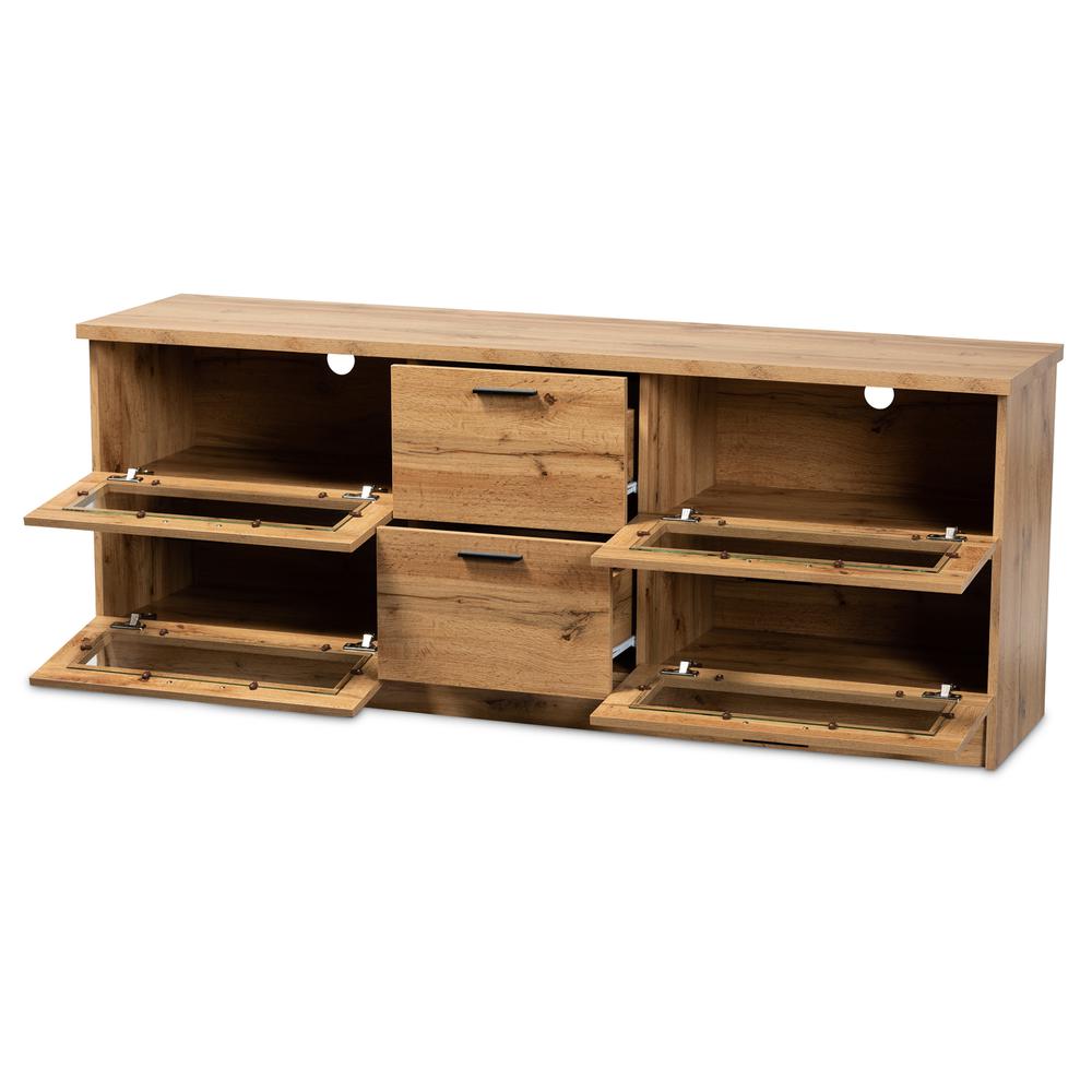 Adelino Modern and Contemporary Oak Brown Finished Wood 2-Drawer TV Stand. Picture 11