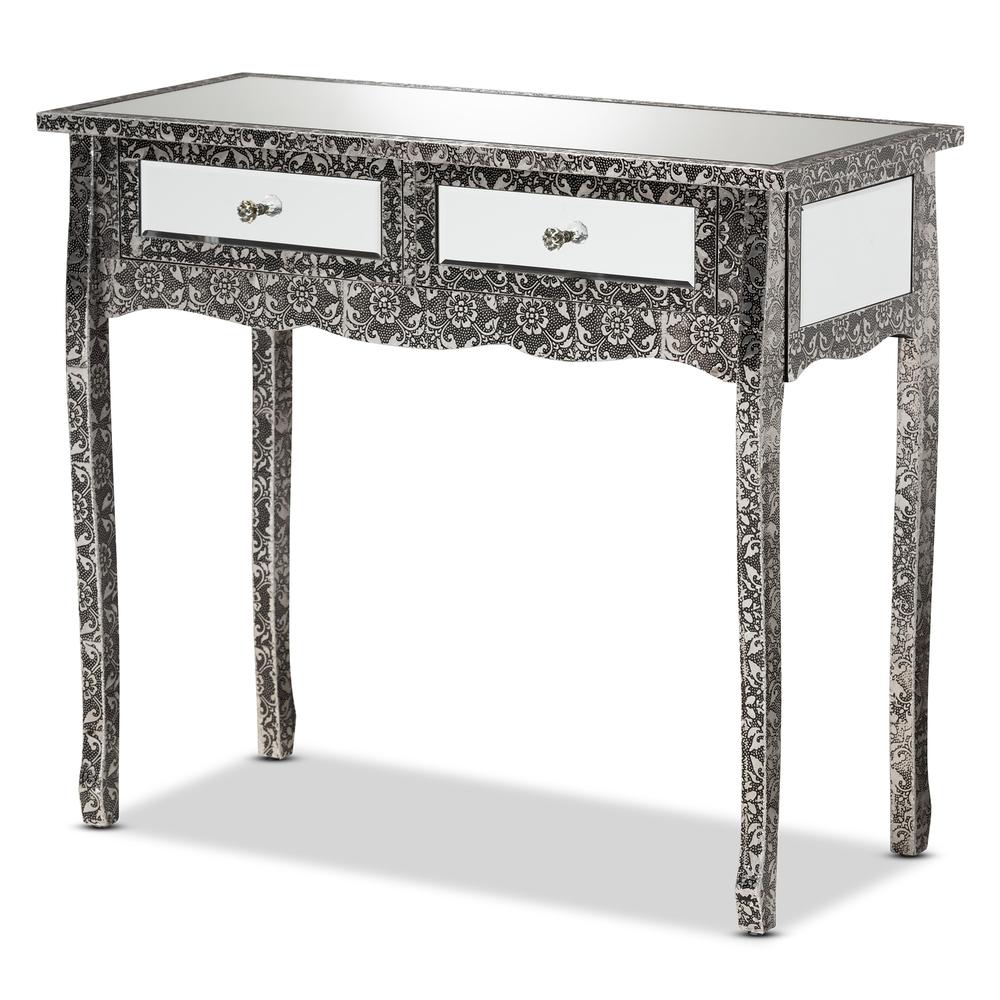 Mirrored Glass 2-Drawer Console Table. Picture 10