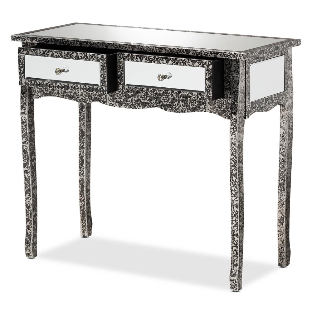 Mirrored Glass 2-Drawer Console Table. Picture 11