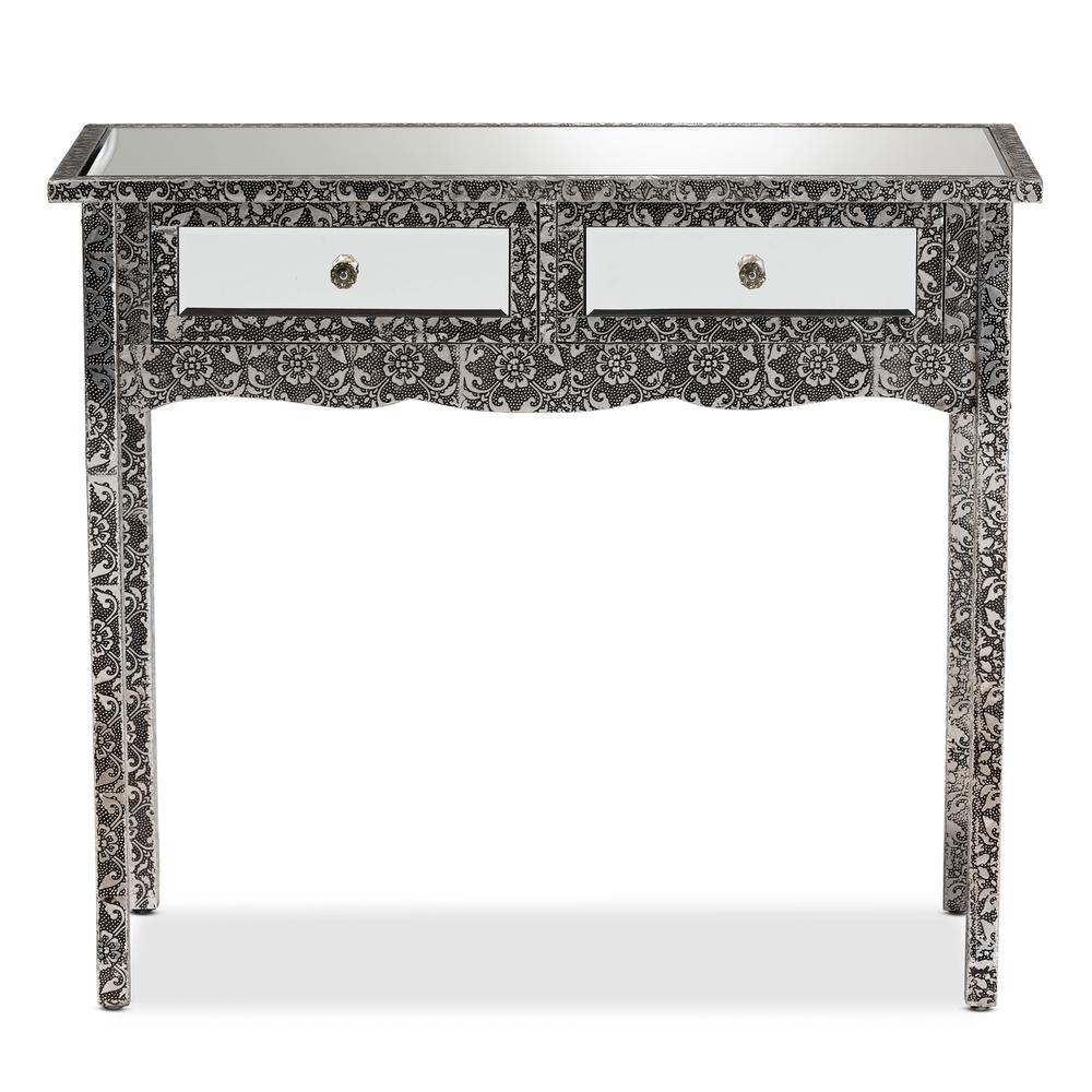 Mirrored Glass 2-Drawer Console Table. Picture 12