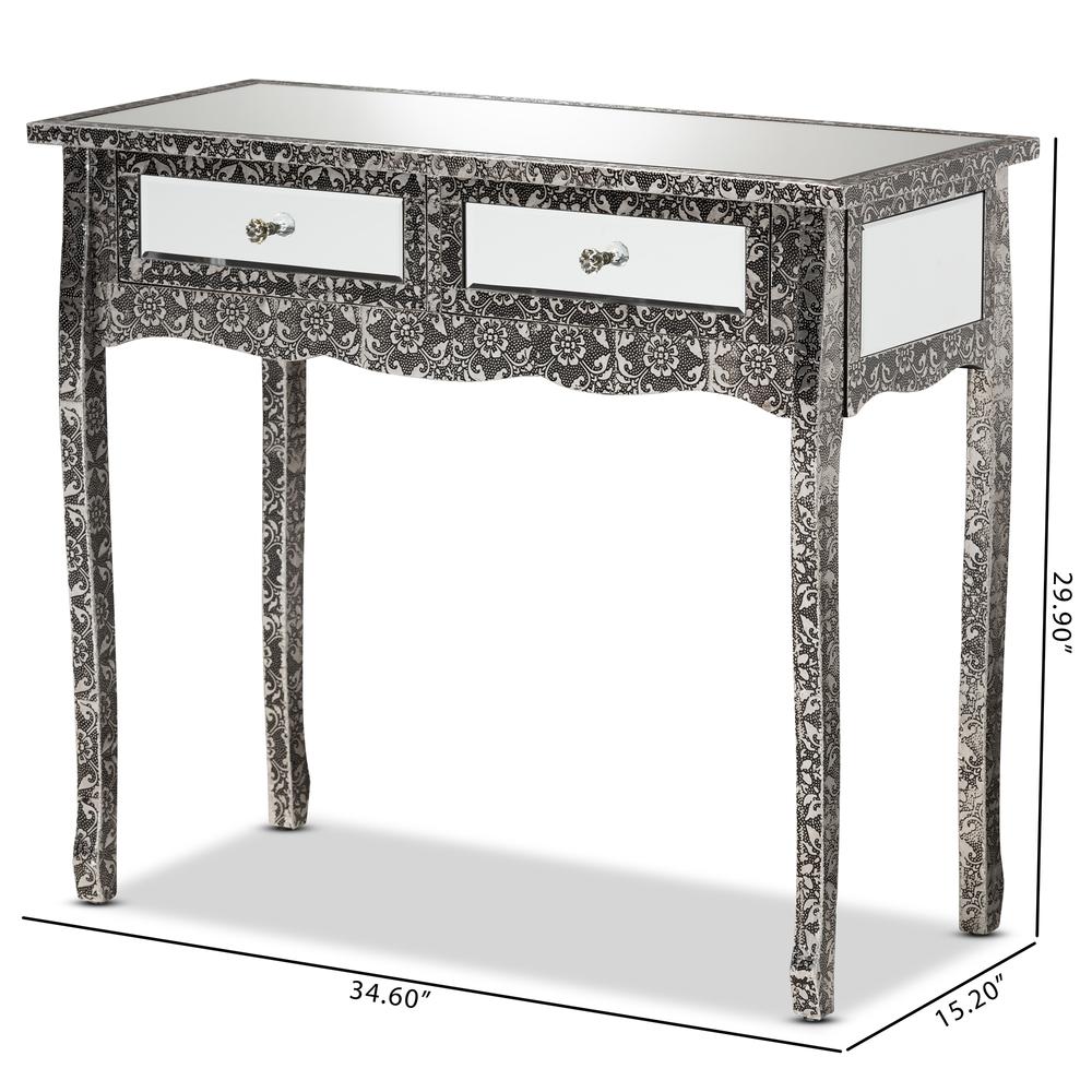 Mirrored Glass 2-Drawer Console Table. Picture 18