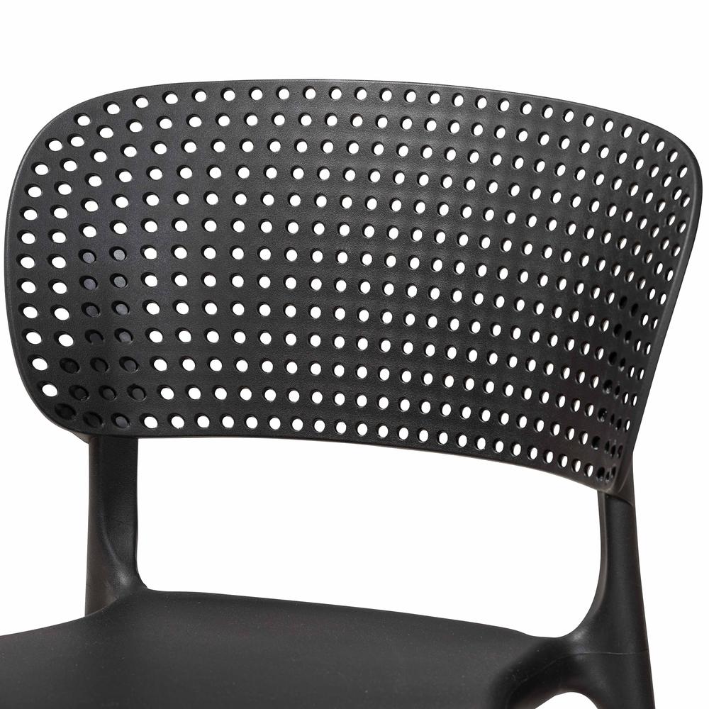 Black Finished Polypropylene Plastic 4-Piece Stackable Dining Chair Set. Picture 11