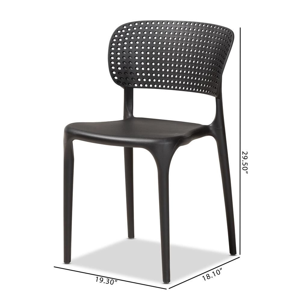 Black Finished Polypropylene Plastic 4-Piece Stackable Dining Chair Set. Picture 16