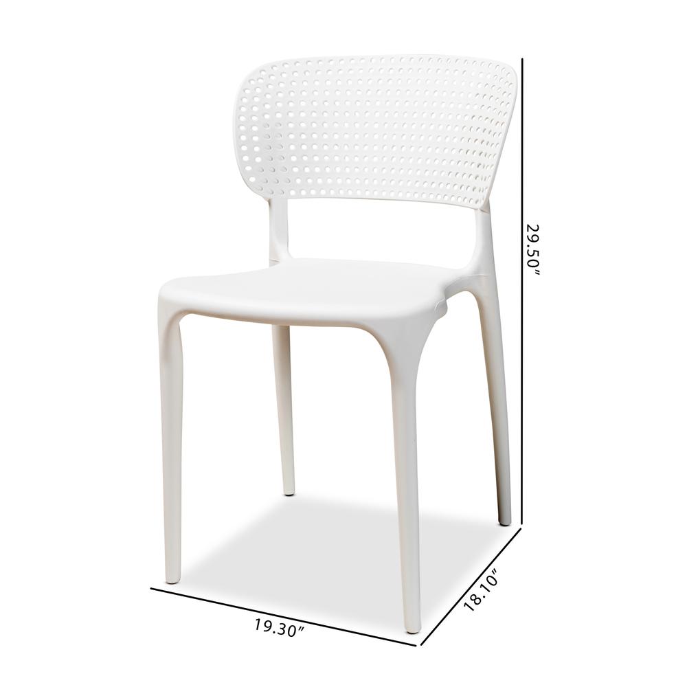 White Finished Polypropylene Plastic 4-Piece Stackable Dining Chair Set. Picture 16