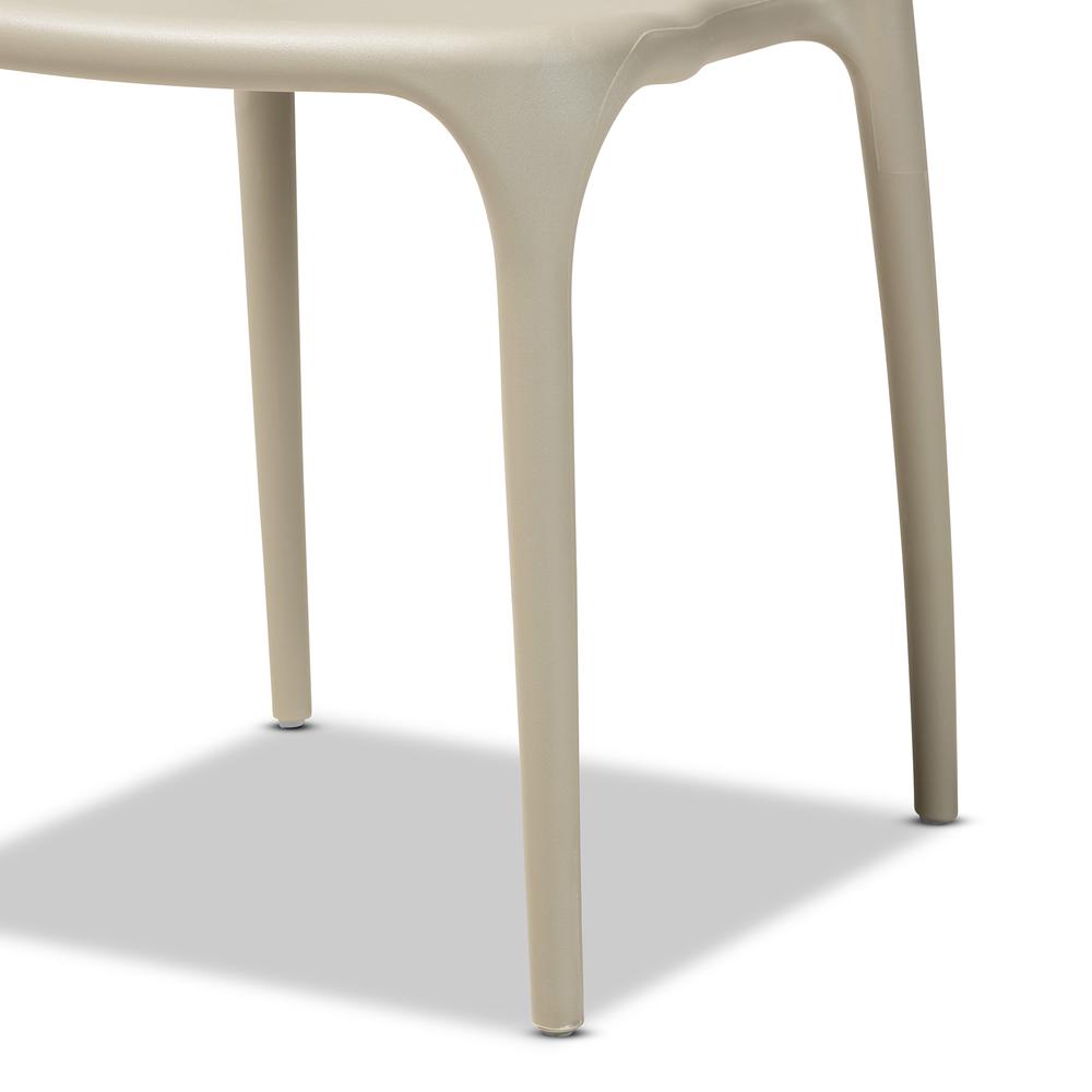 Beige Finished Polypropylene Plastic 4-Piece Stackable Dining Chair Set. Picture 12