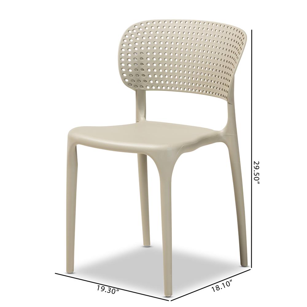 Beige Finished Polypropylene Plastic 4-Piece Stackable Dining Chair Set. Picture 16