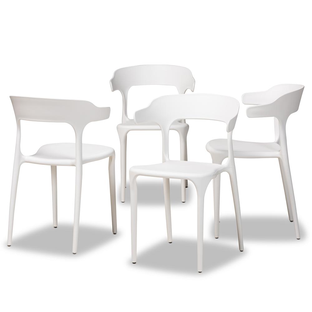 Baxton Studio Gould Modern Transtional White Plastic 4-Piece Dining Chair Set. Picture 9