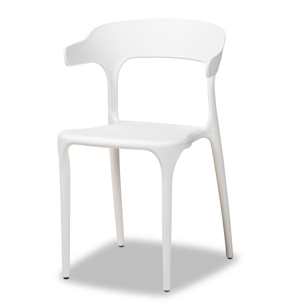 Baxton Studio Gould Modern Transtional White Plastic 4-Piece Dining Chair Set. Picture 10