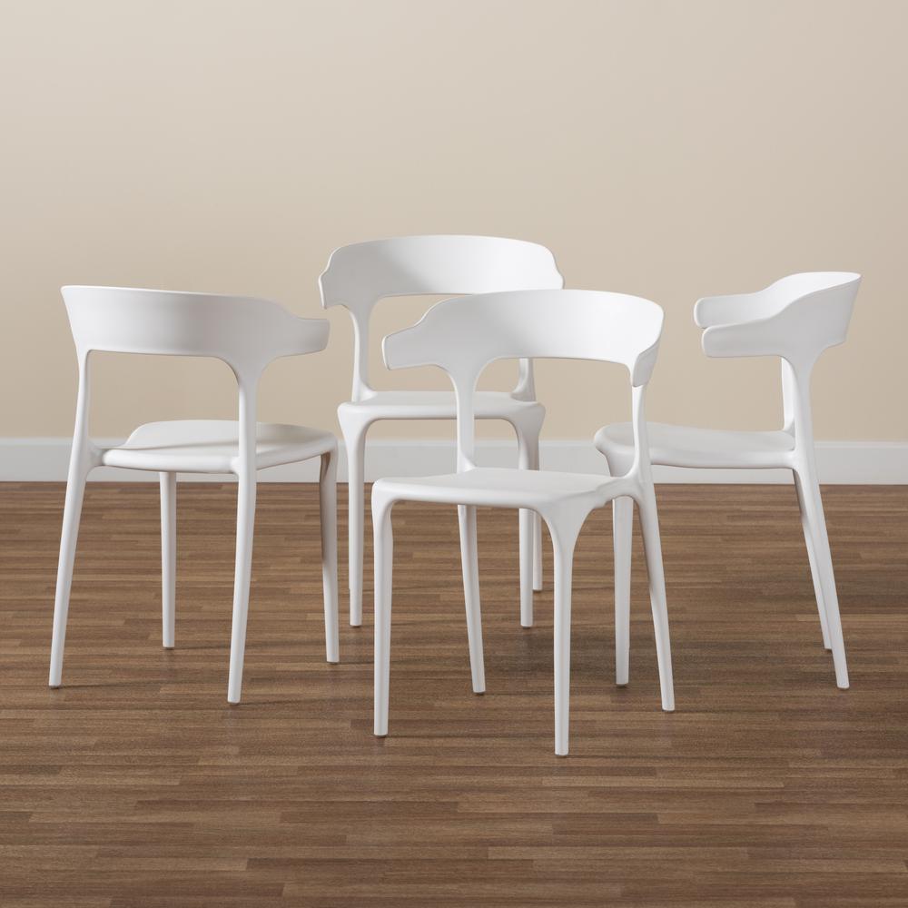 Baxton Studio Gould Modern Transtional White Plastic 4-Piece Dining Chair Set. Picture 15