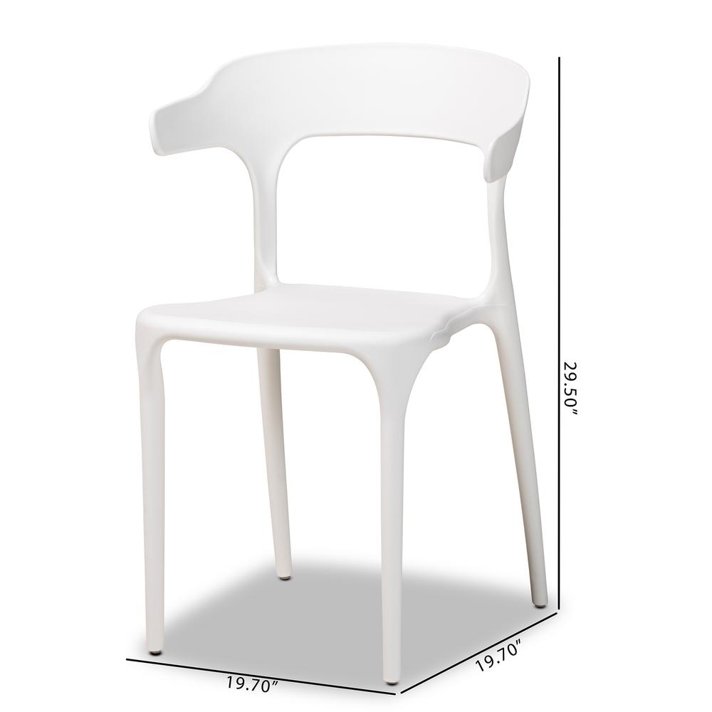 Baxton Studio Gould Modern Transtional White Plastic 4-Piece Dining Chair Set. Picture 16