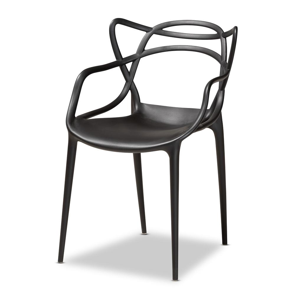 Black Finished Polypropylene Plastic 4-Piece Stackable Dining Chair Set. Picture 10