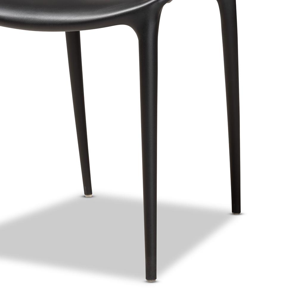 Black Finished Polypropylene Plastic 4-Piece Stackable Dining Chair Set. Picture 12