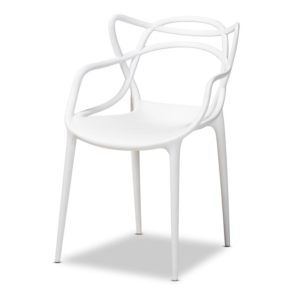 White Finished Polypropylene Plastic 4-Piece Stackable Dining Chair Set. Picture 10