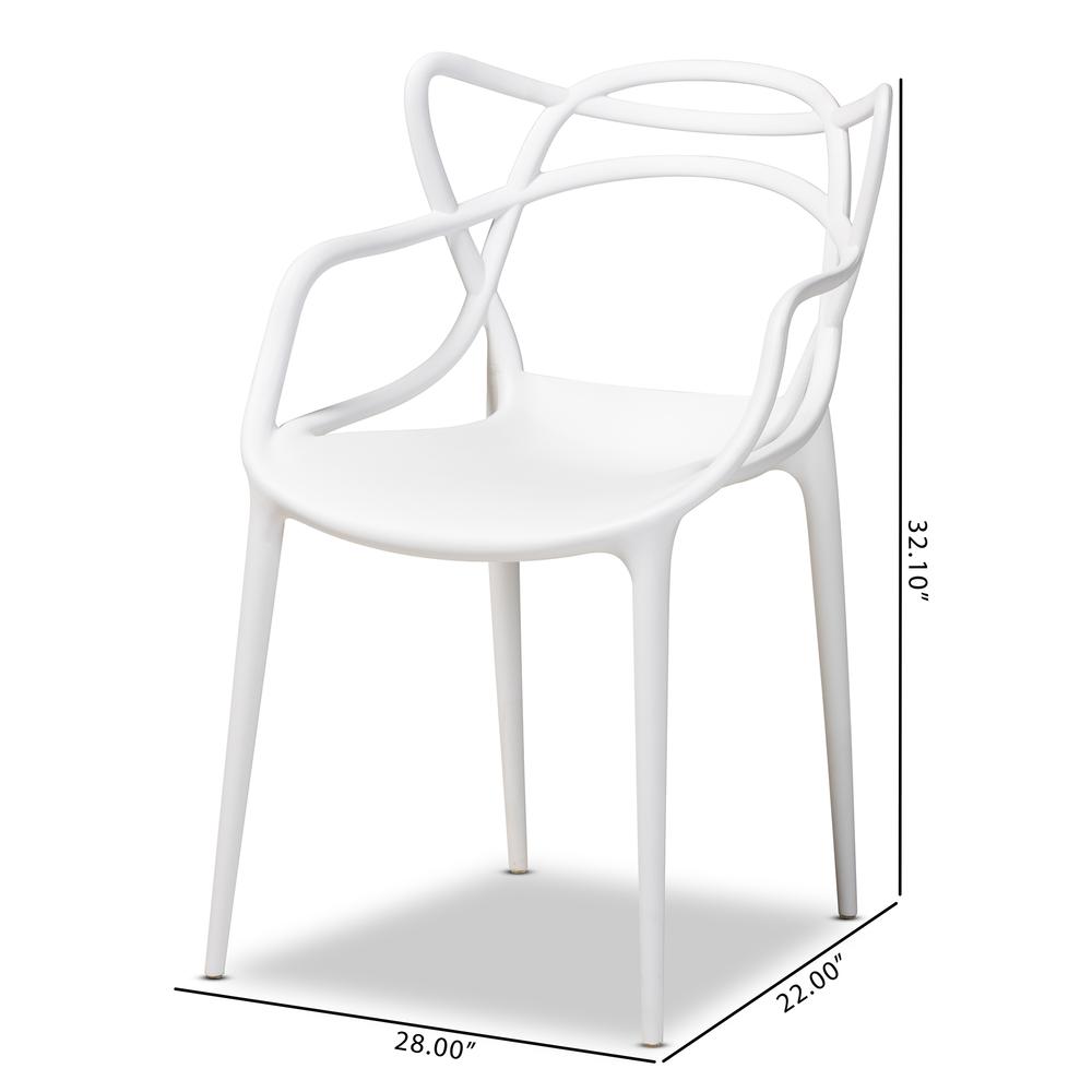 White Finished Polypropylene Plastic 4-Piece Stackable Dining Chair Set. Picture 16