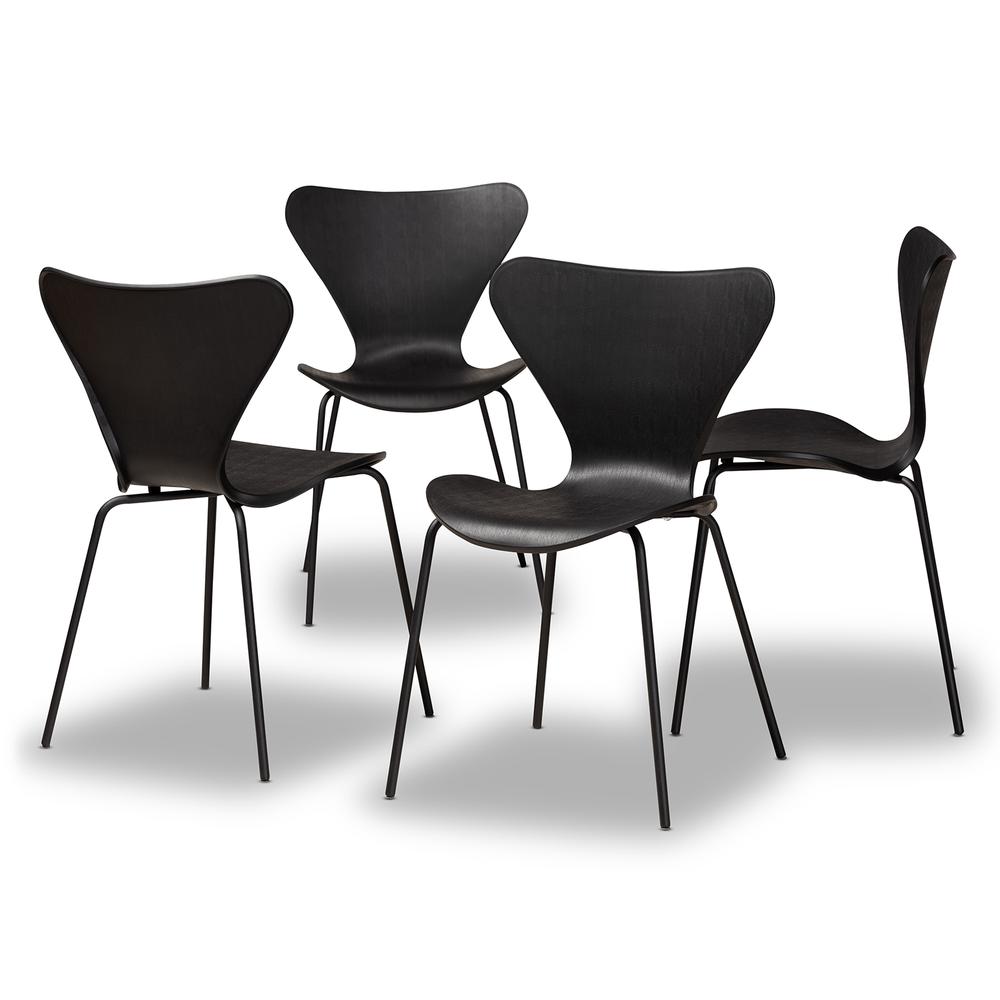 Black Plastic and Black Metal 4-Piece Dining Chair Set. Picture 9
