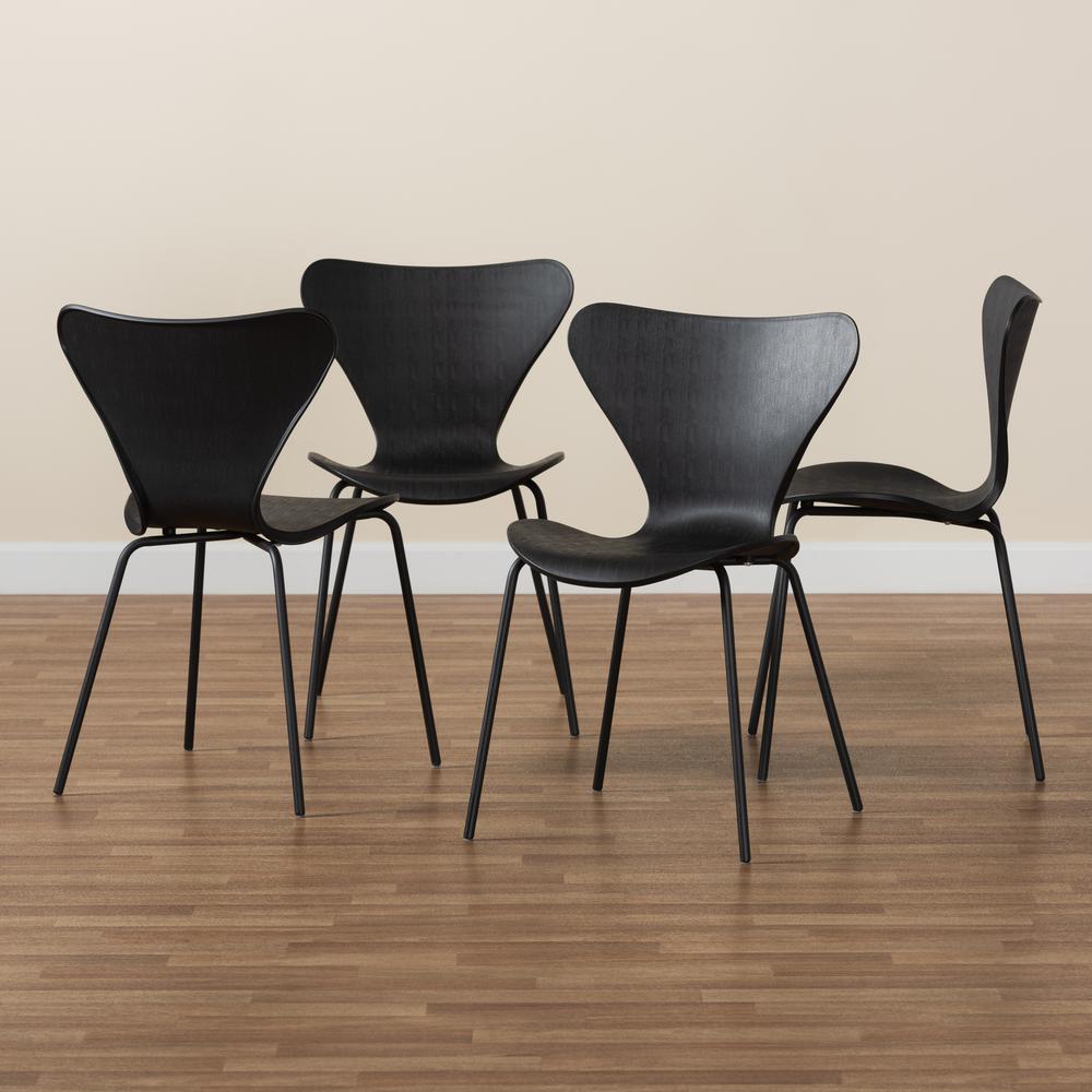 Black Plastic and Black Metal 4-Piece Dining Chair Set. Picture 15