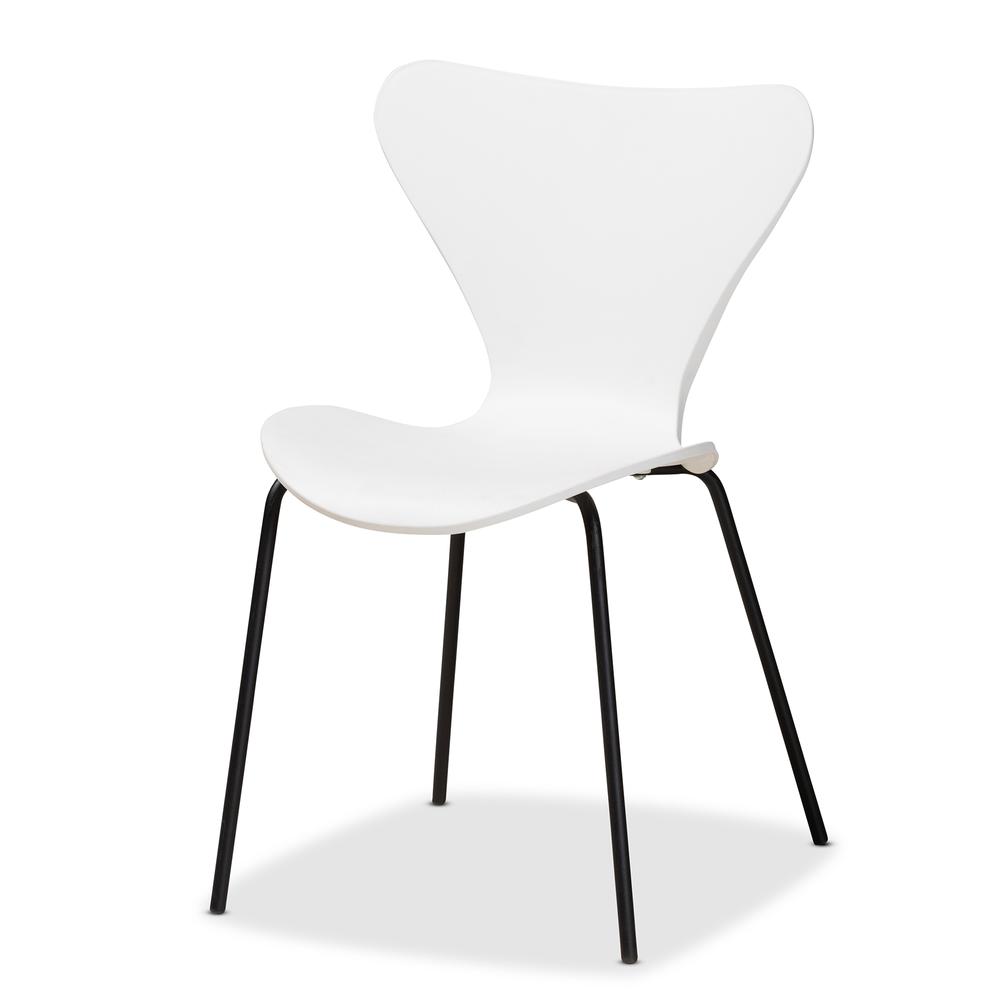White Plastic and Black Metal 4-Piece Dining Chair Set. Picture 10